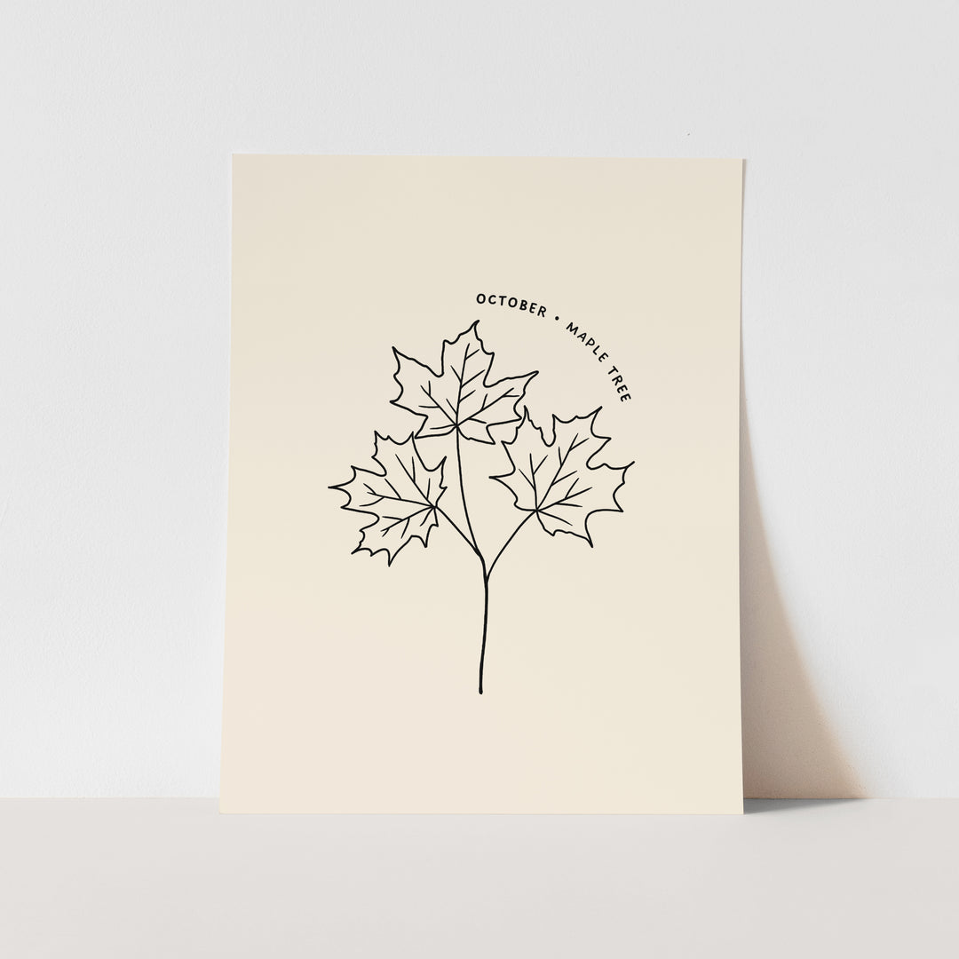 October Birth Month Art Print: Maple Tree