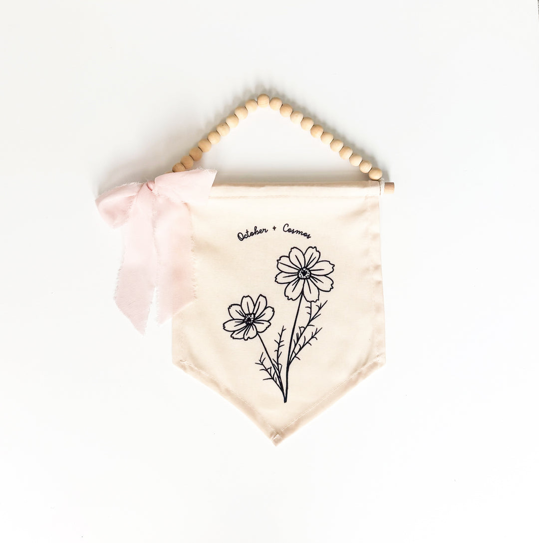 October Birth Month Hang Sign: Cosmos Flower