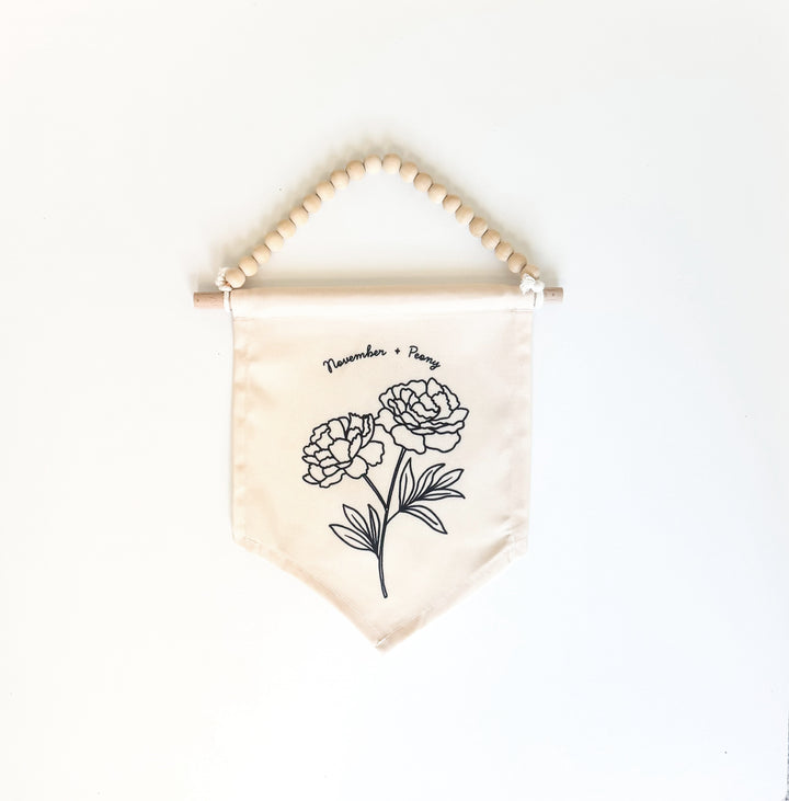 November Birth Month Hang Sign: Peony Flower