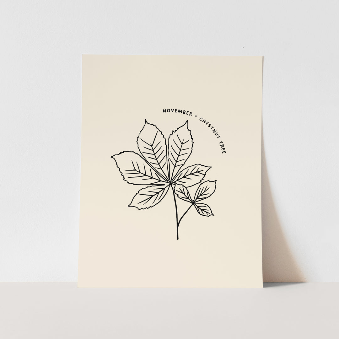 November Birth Month Art Print: Chestnut Tree