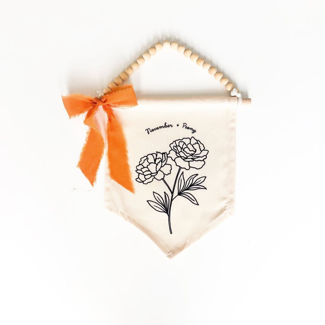 November Birth Month Hang Sign: Peony Flower