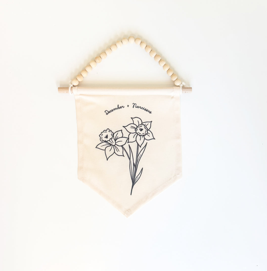 December Birth Month Hang Sign: Narcissus Flower