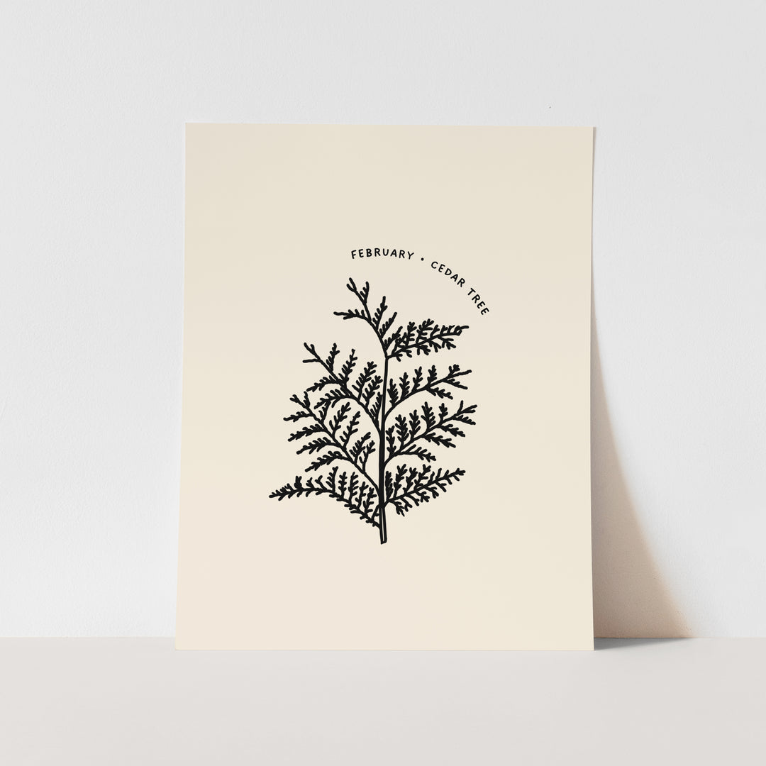 February Birth Month Art Print: Cedar Tree