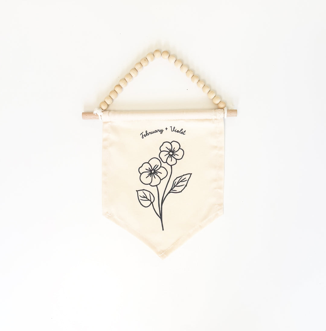 February Birth Month Hang Sign: Violet Flower
