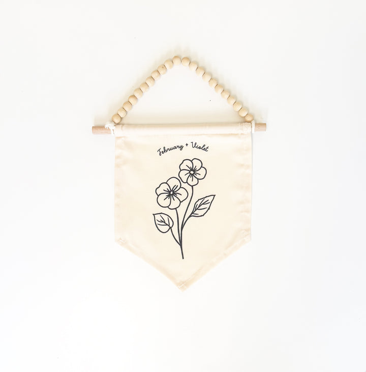 February Birth Month Hang Sign: Violet Flower