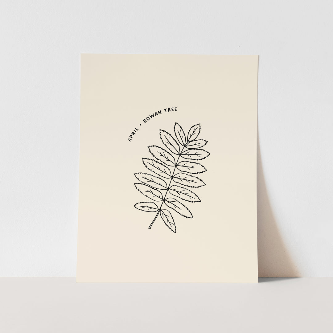 April Birth Month Art Print: Rowan Tree