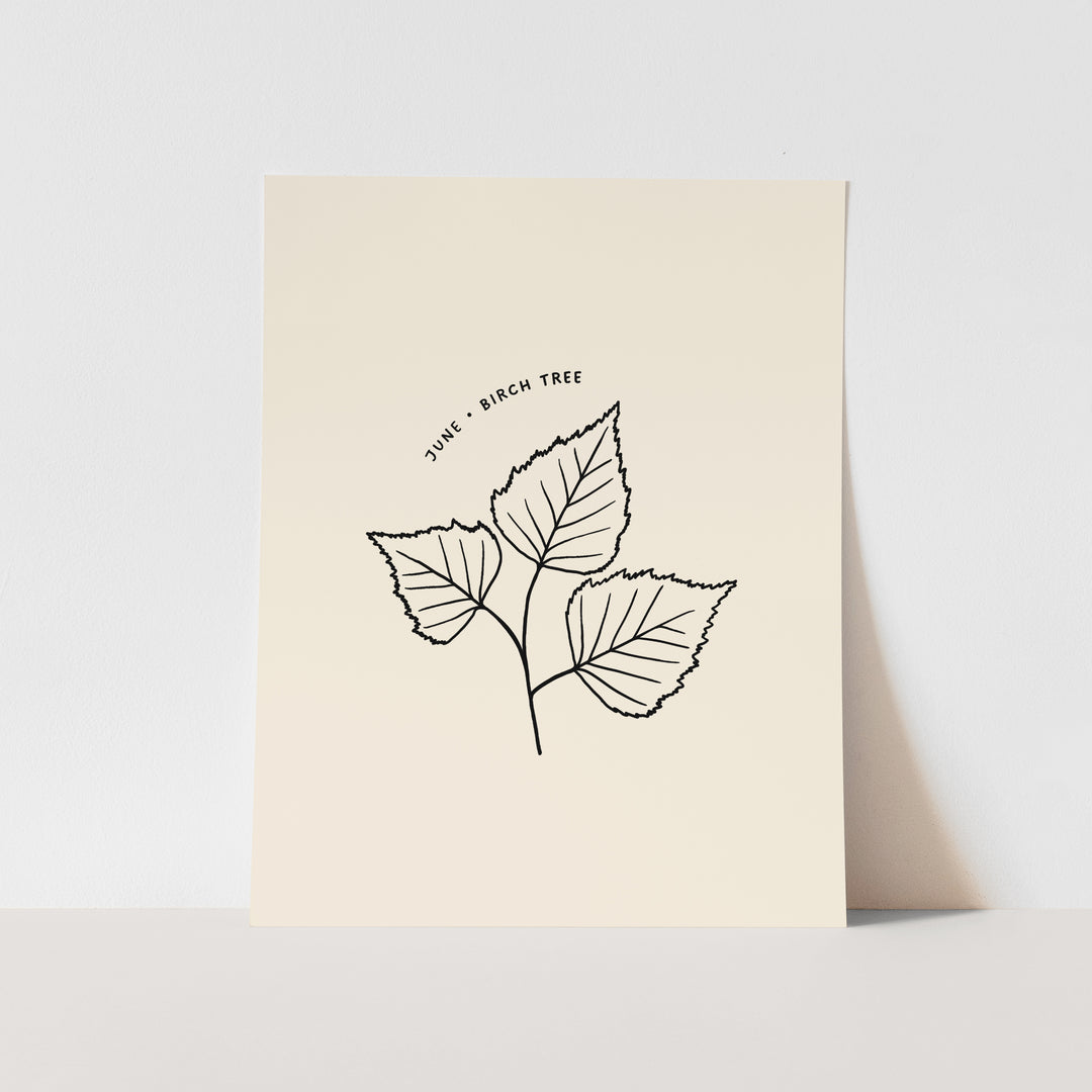 June Birth Month Art Print: Birch Tree