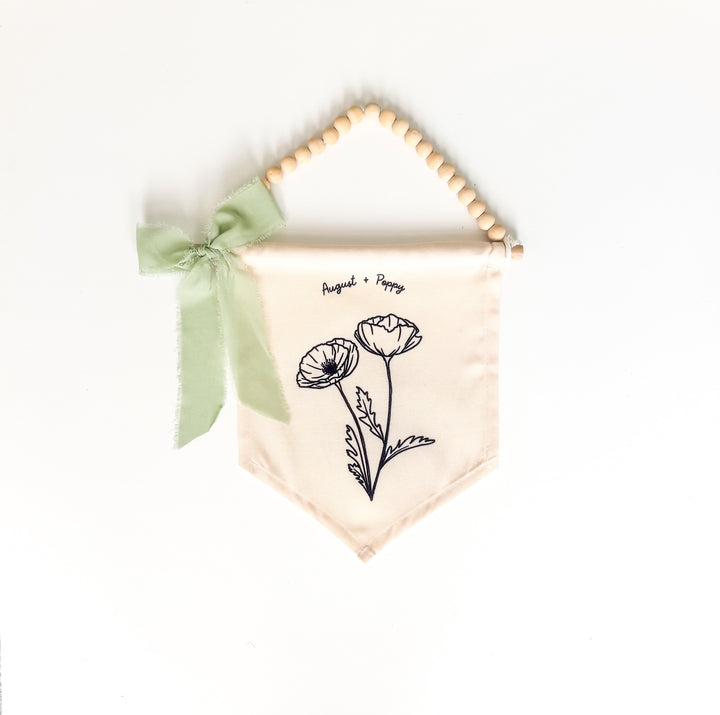 August Birth Month Hang Sign: Poppy Flower
