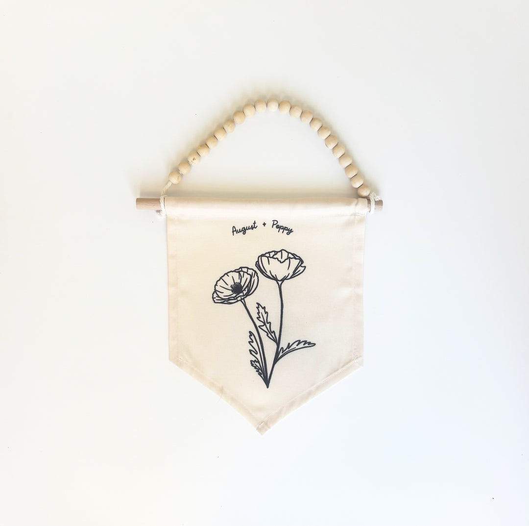 August Birth Month Hang Sign: Poppy Flower