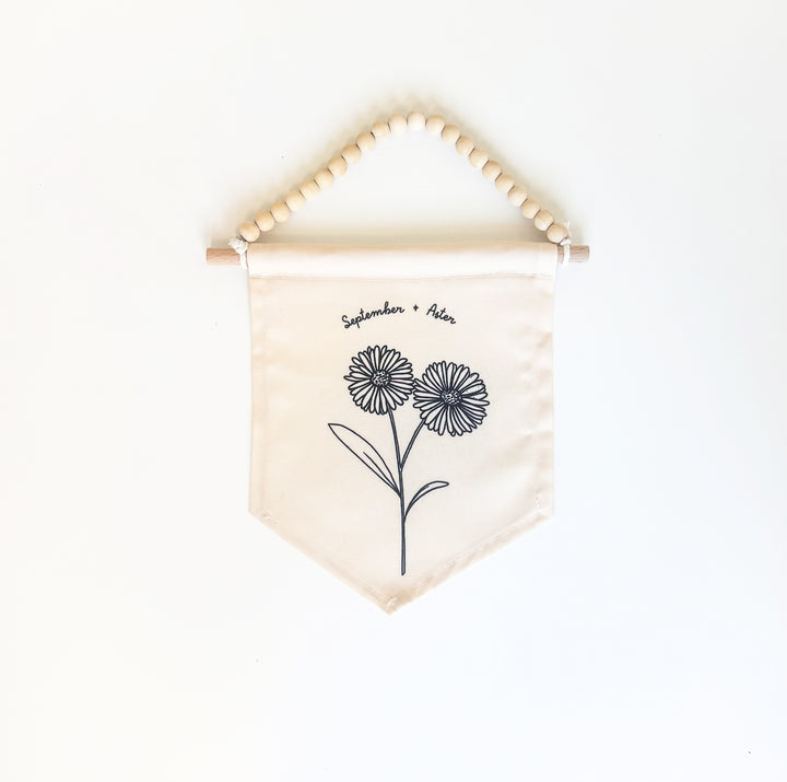 September Birth Month Hang Sign: Aster Flower