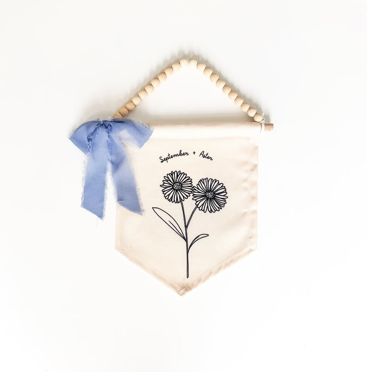 September Birth Month Hang Sign: Aster Flower