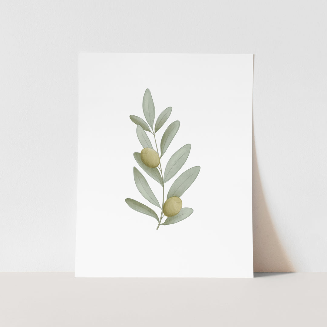 September Birth Month Art Print: Watercolor Olive Tree
