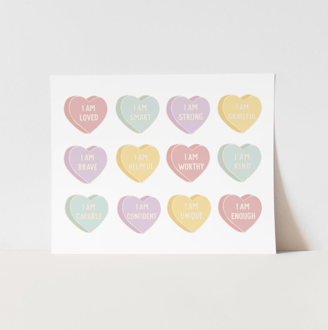 Affirmation Hearts Art Print