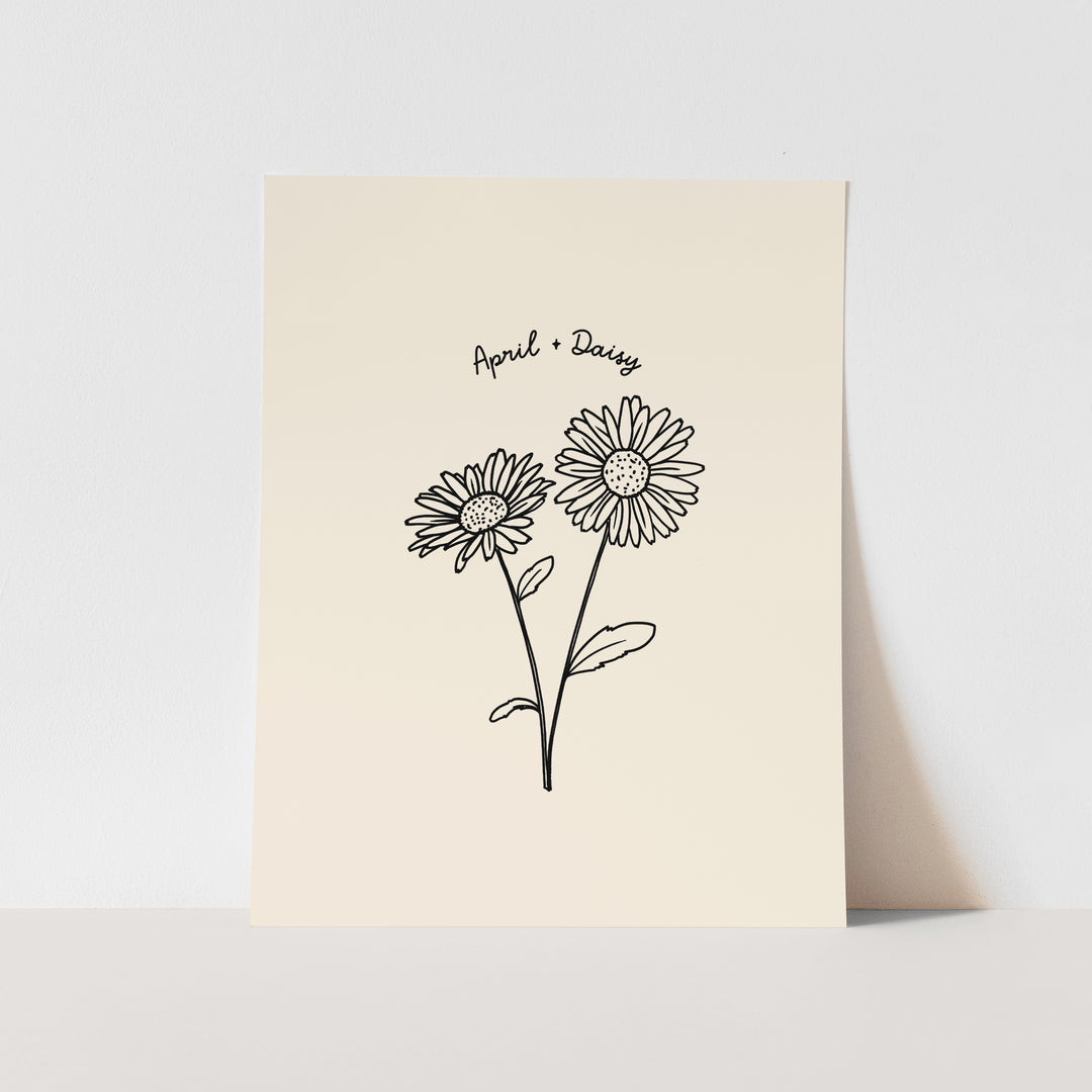 April Birth Month Art Print: Daisy Flower