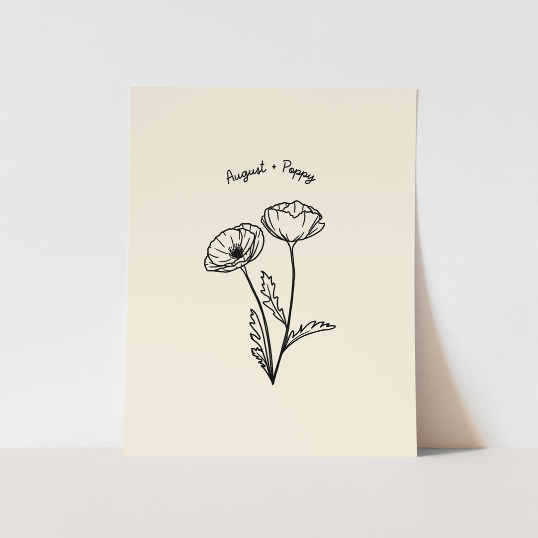August Birth Month Art Print: Poppy Flower
