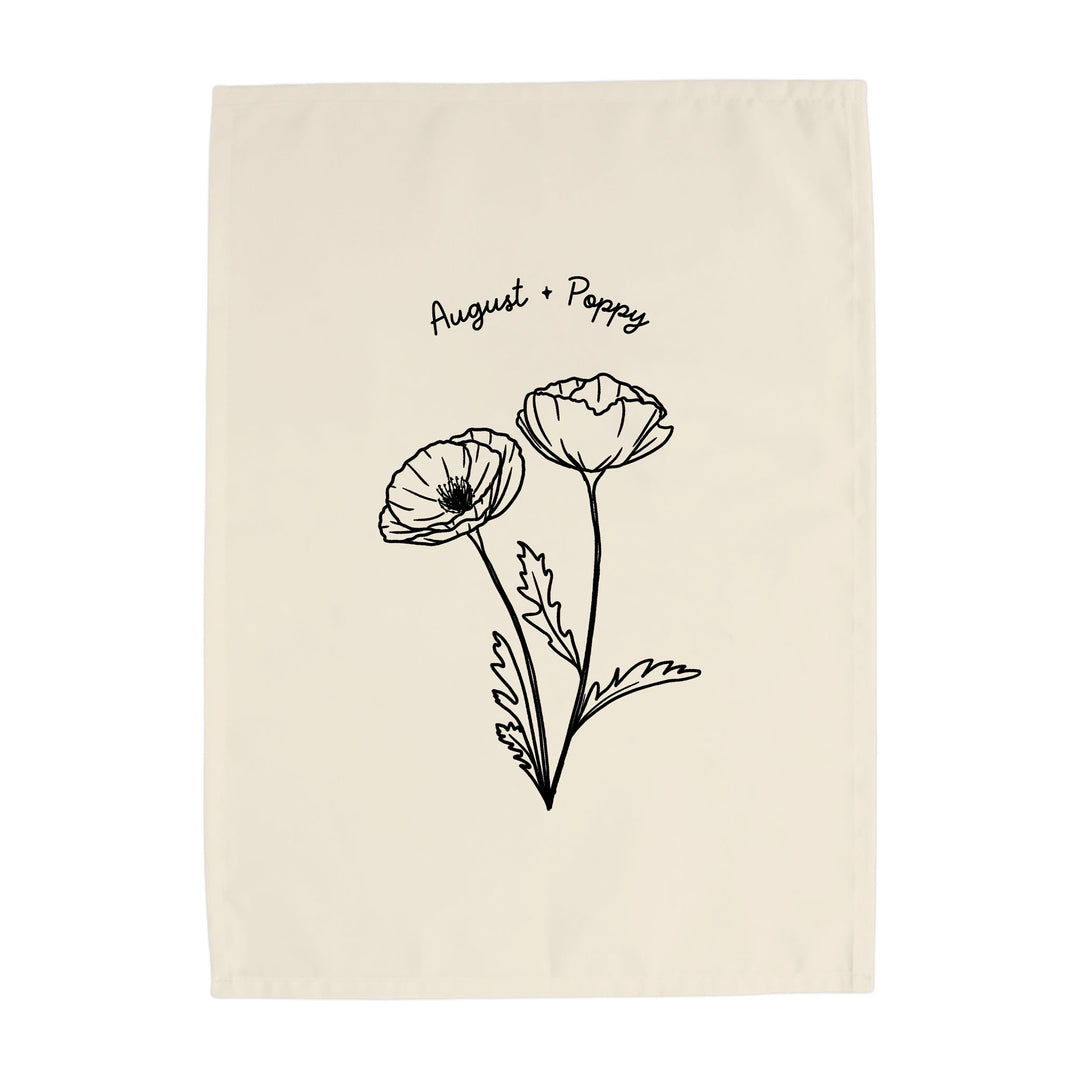 August Birth Month Banner: Poppy Flower