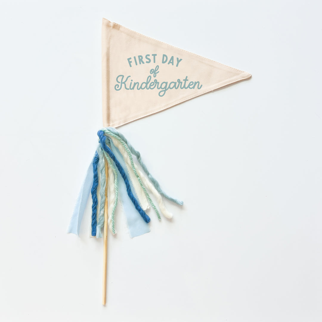 First Day of School Flag: Choose Your Grade (Preschool → 12th) {Blue}