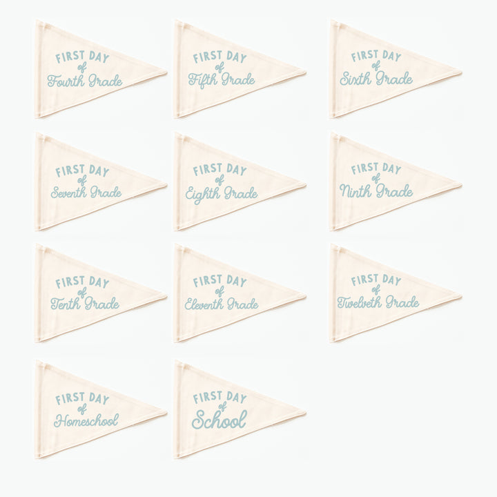 First Day of School Flag: Choose Your Grade (Preschool → 12th) {Blue}