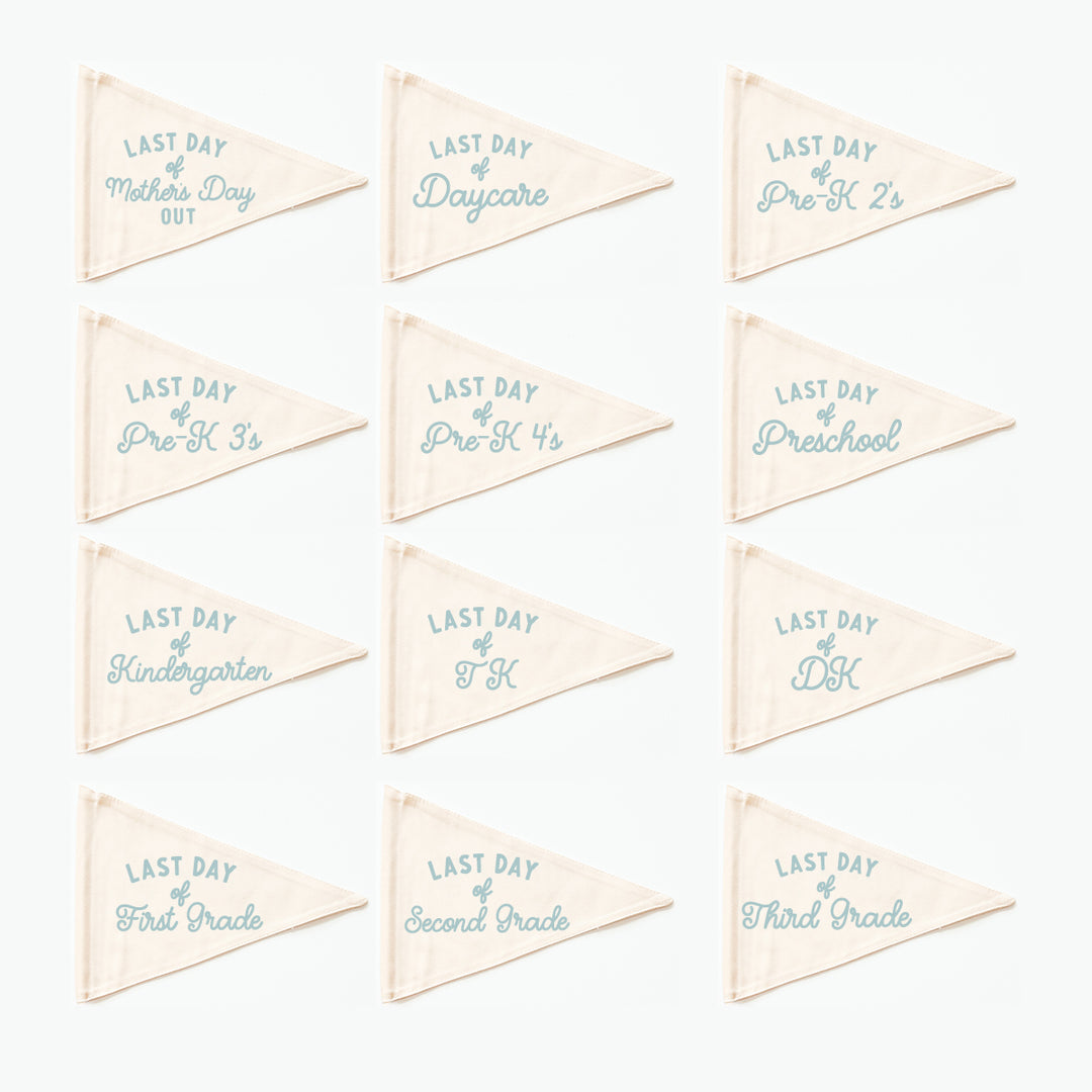 Last Day of School Flag: Choose Your Grade (Preschool → 12th) {Blue}