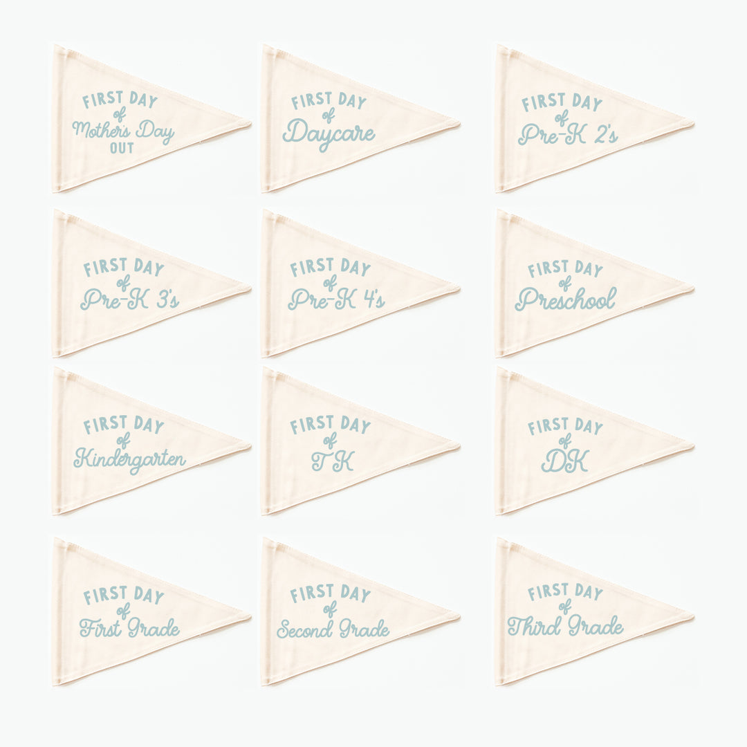 First Day of School Flag: Choose Your Grade (Preschool → 12th) {Blue}