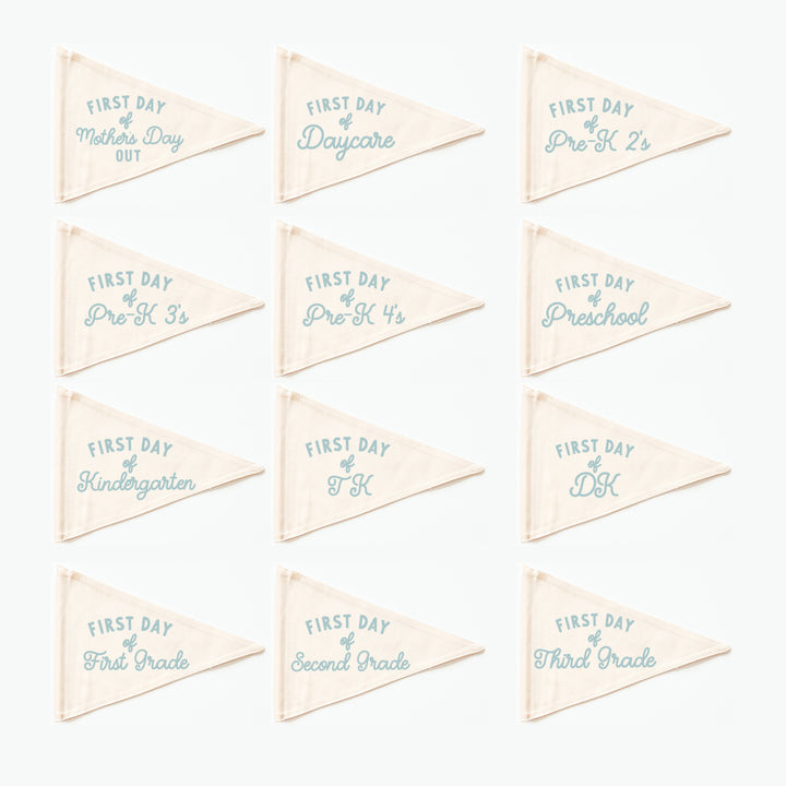 First Day of School Flag: Choose Your Grade (Preschool → 12th) {Blue}