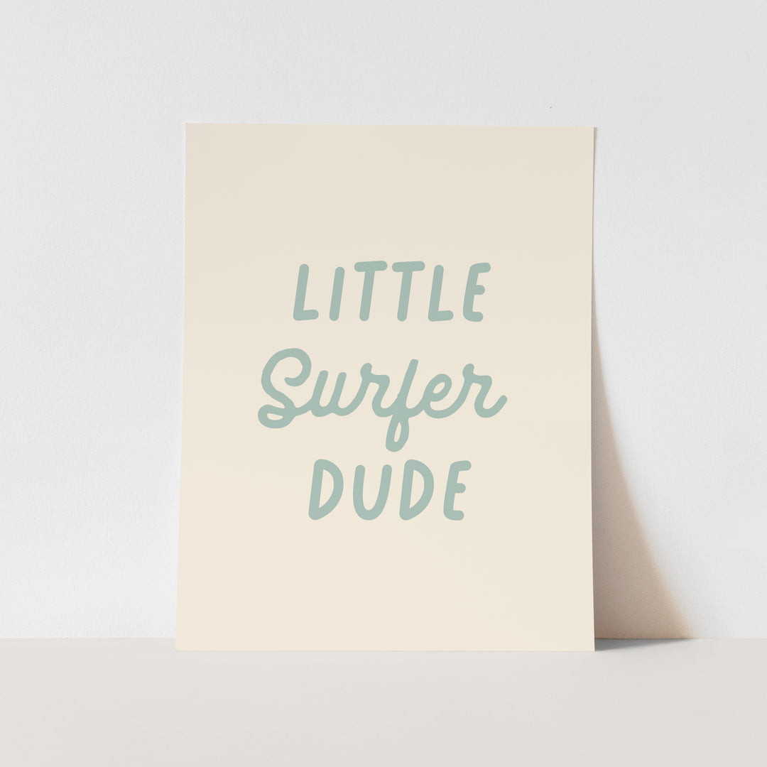 {Tidal Blue} Little Surfer Dude Art Print