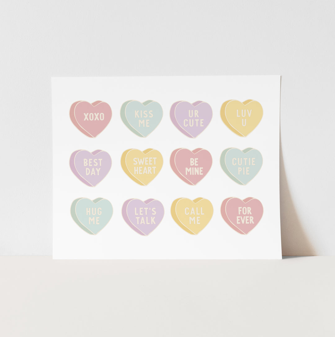 Conversation Hearts Art Print