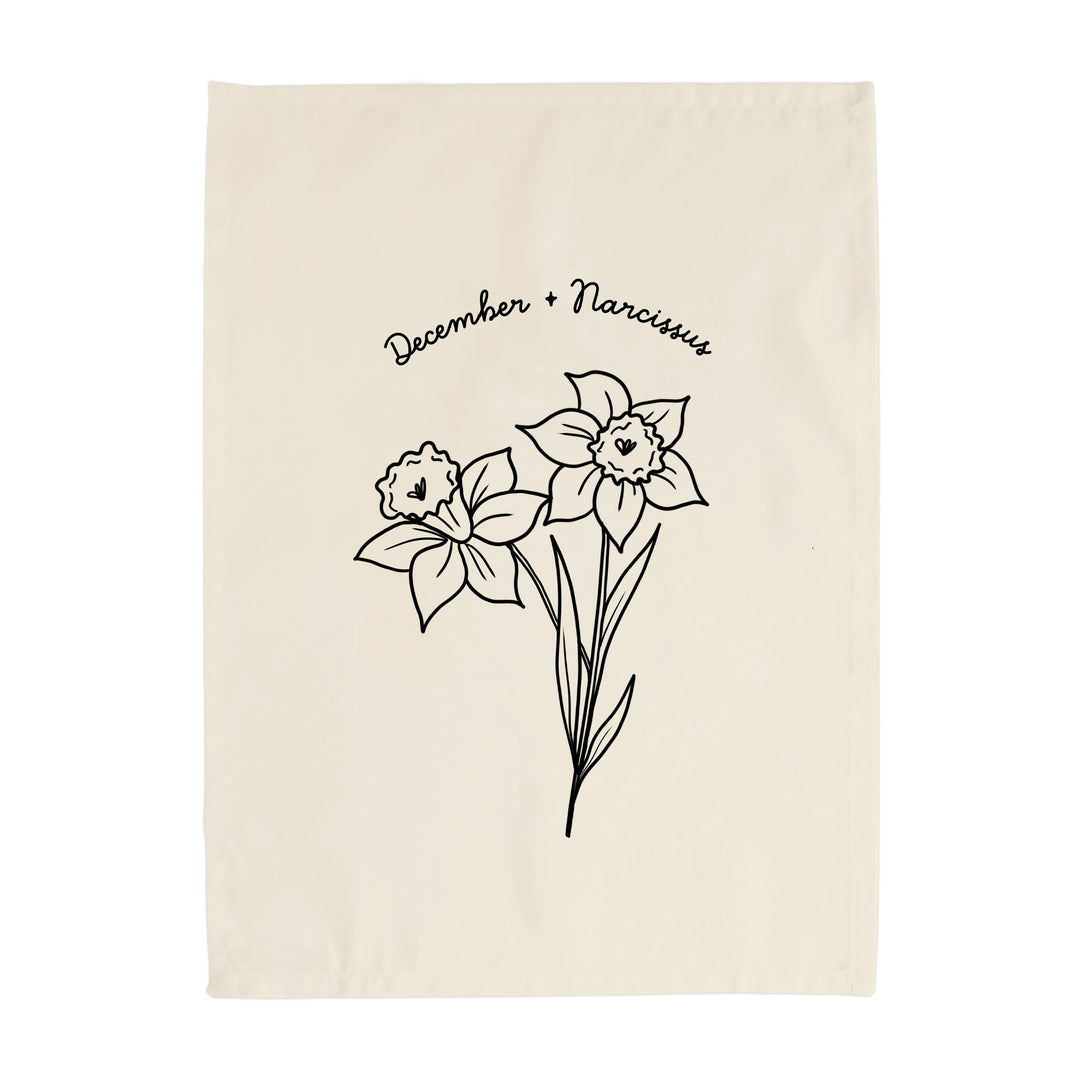 December Birth Month Banner: Narcissus Flower