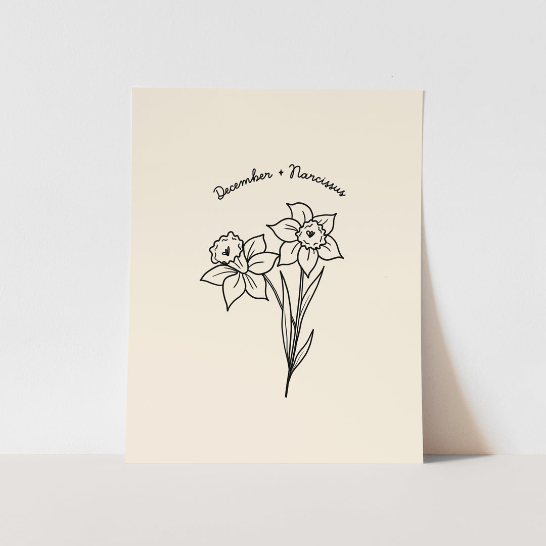 December Birth Month Art Print: Narcissus Flower