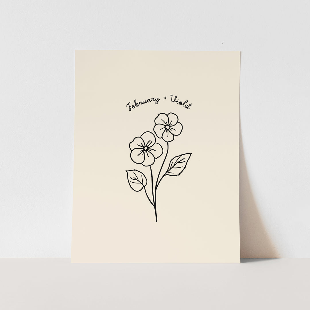 February Birth Month Art Print: Violet Flower