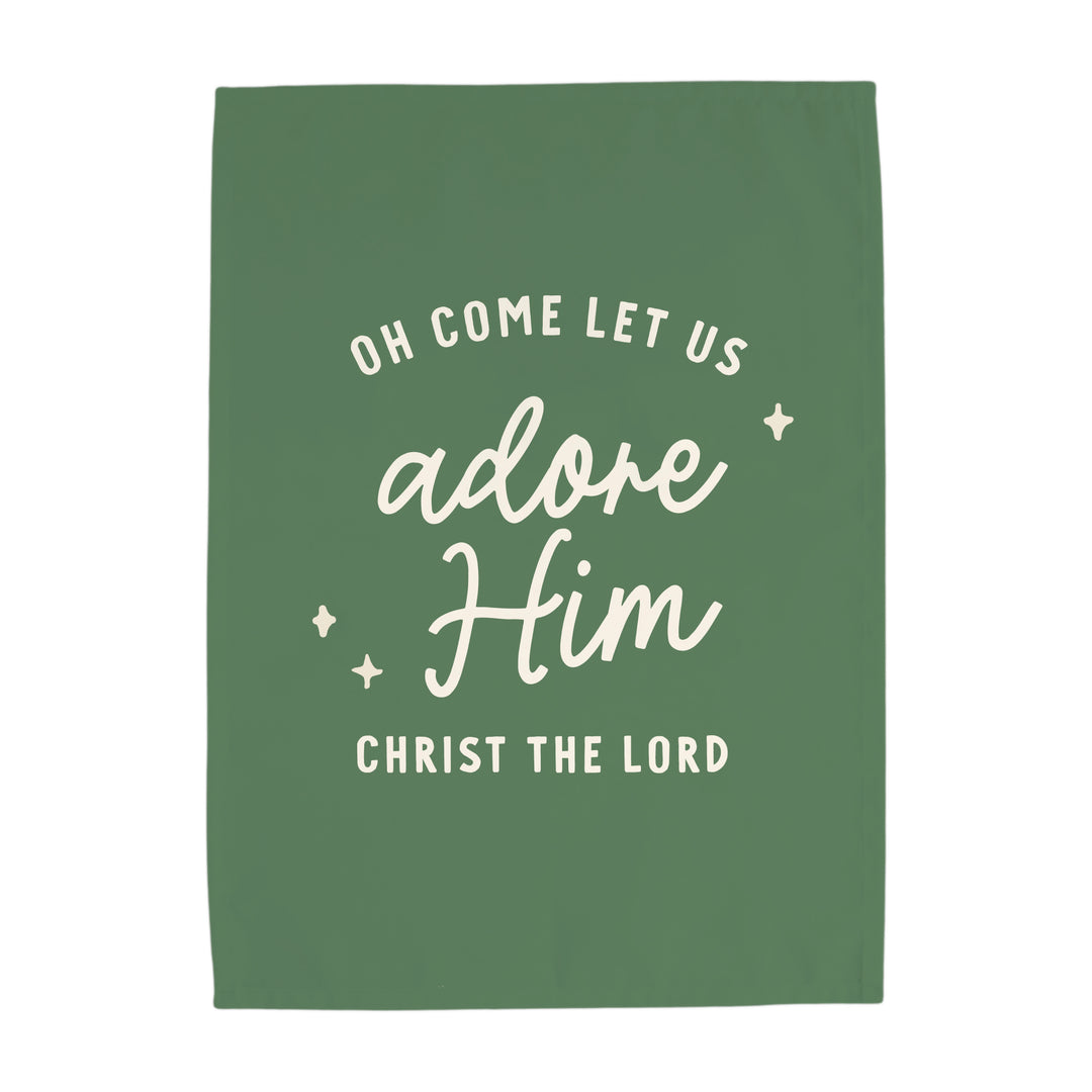 {Green} Oh Come Let us Adore Him Banner