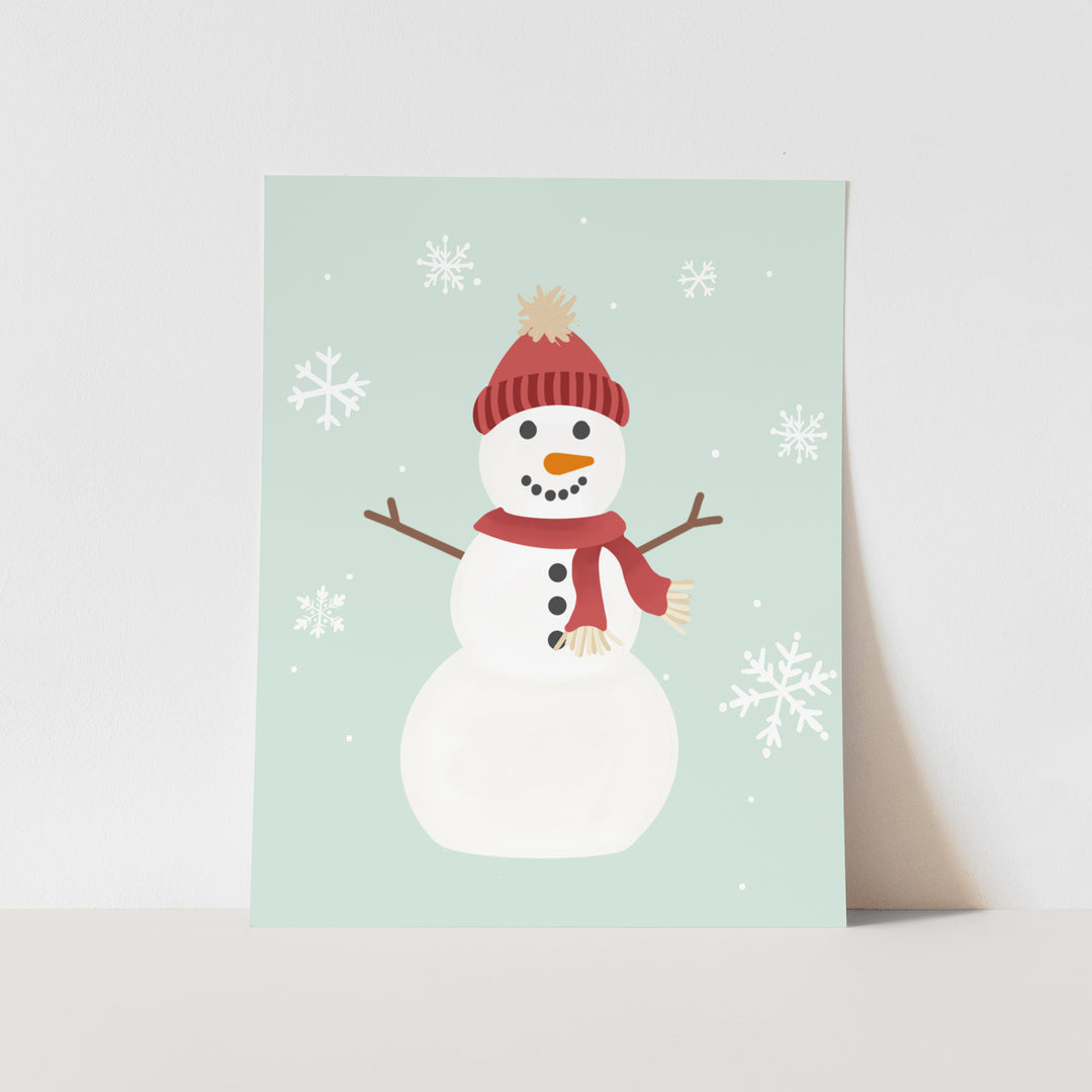 {Green} Snowman Art Print