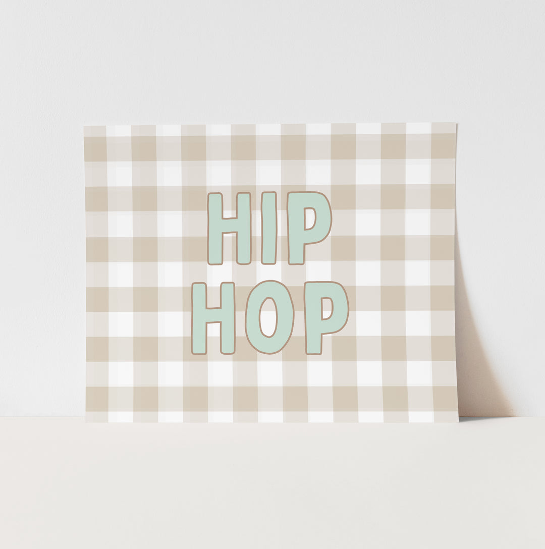 {Grey Check} Hip Hop Art Print