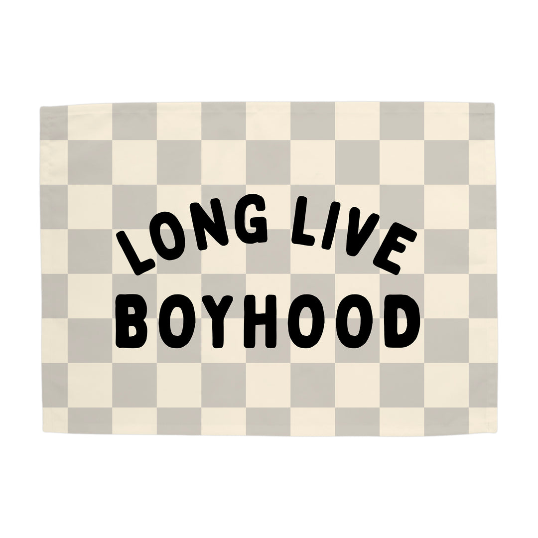 Long Live Boyhood Banner - Hunny Prints x @jassn2 {Light Grey & Natural Check}