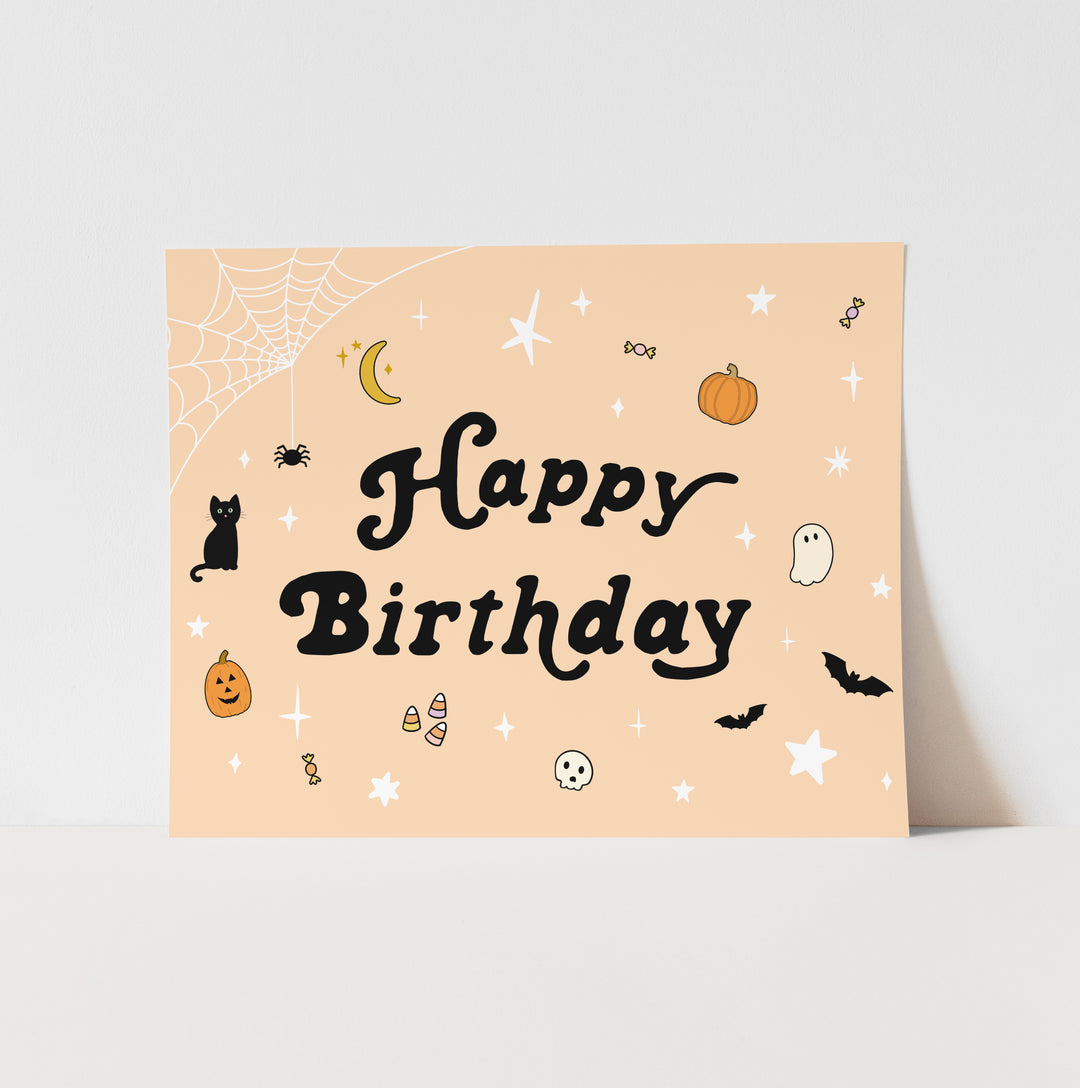 {Neutral} Halloween Happy Birthday Art Print