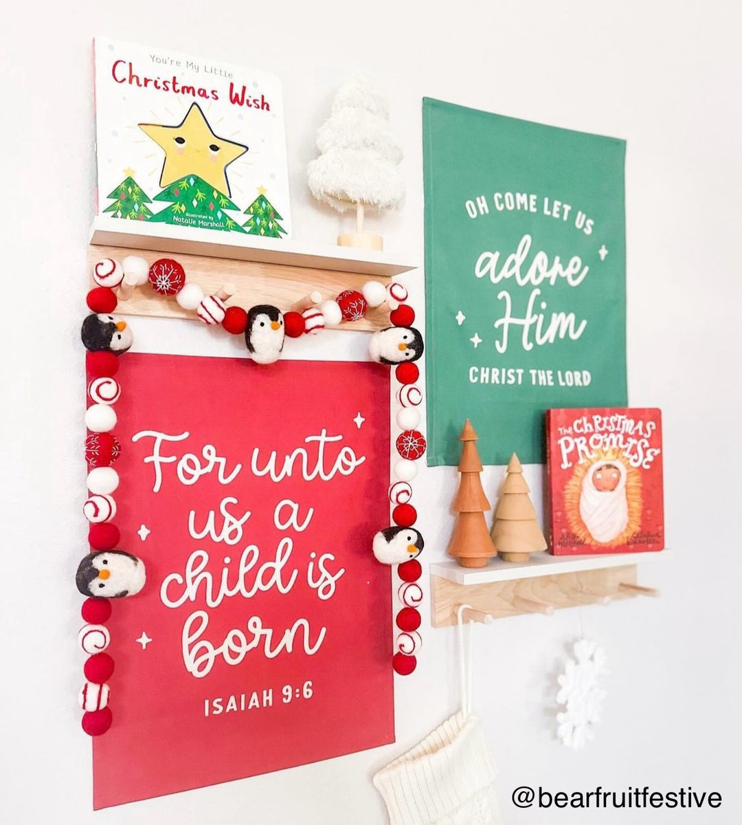 {Red} For Unto us a Child is Born Banner