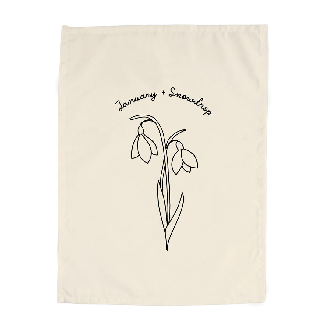 January Birth Month Banner: Snowdrop Flower