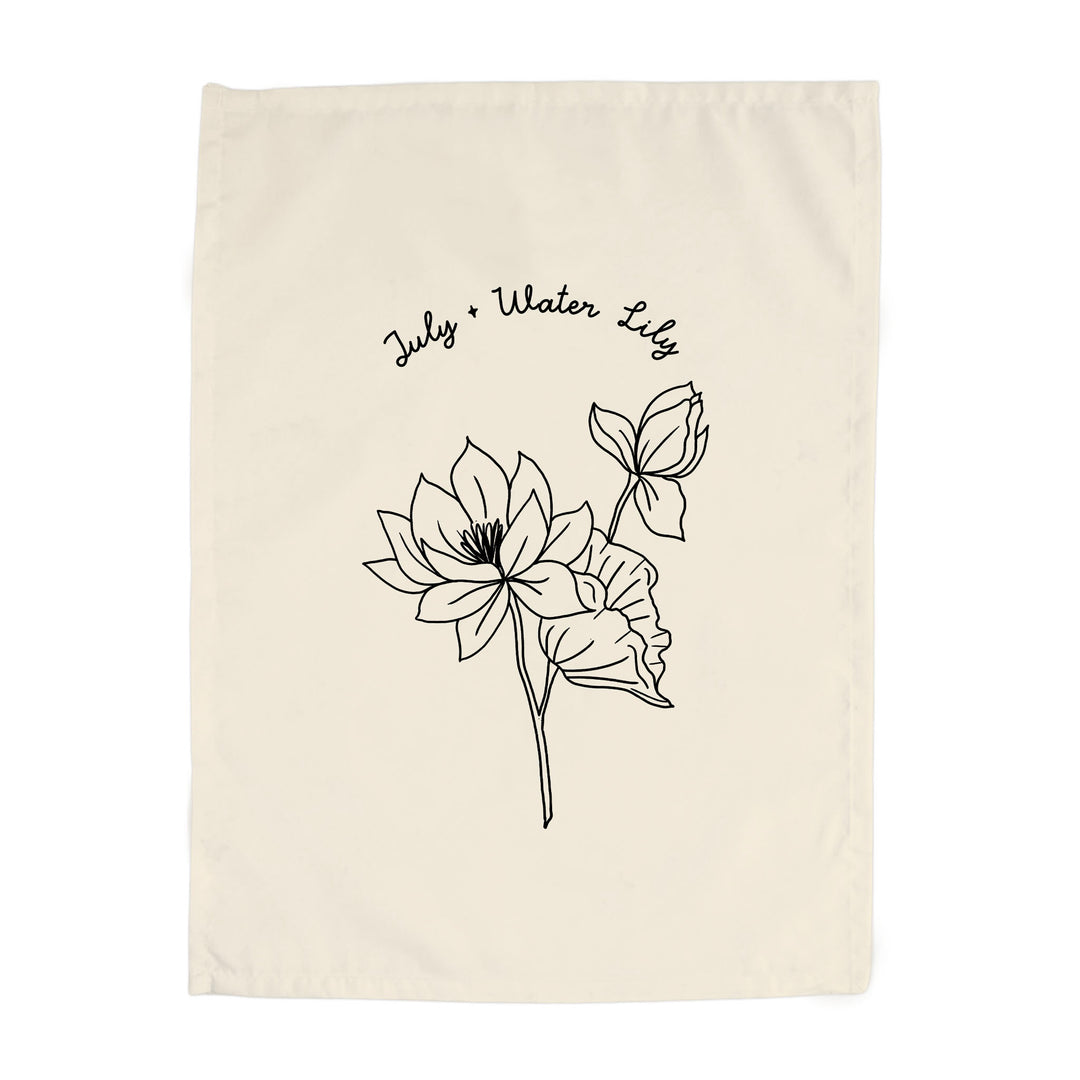 July Birth Month Banner: Water Lily Flower