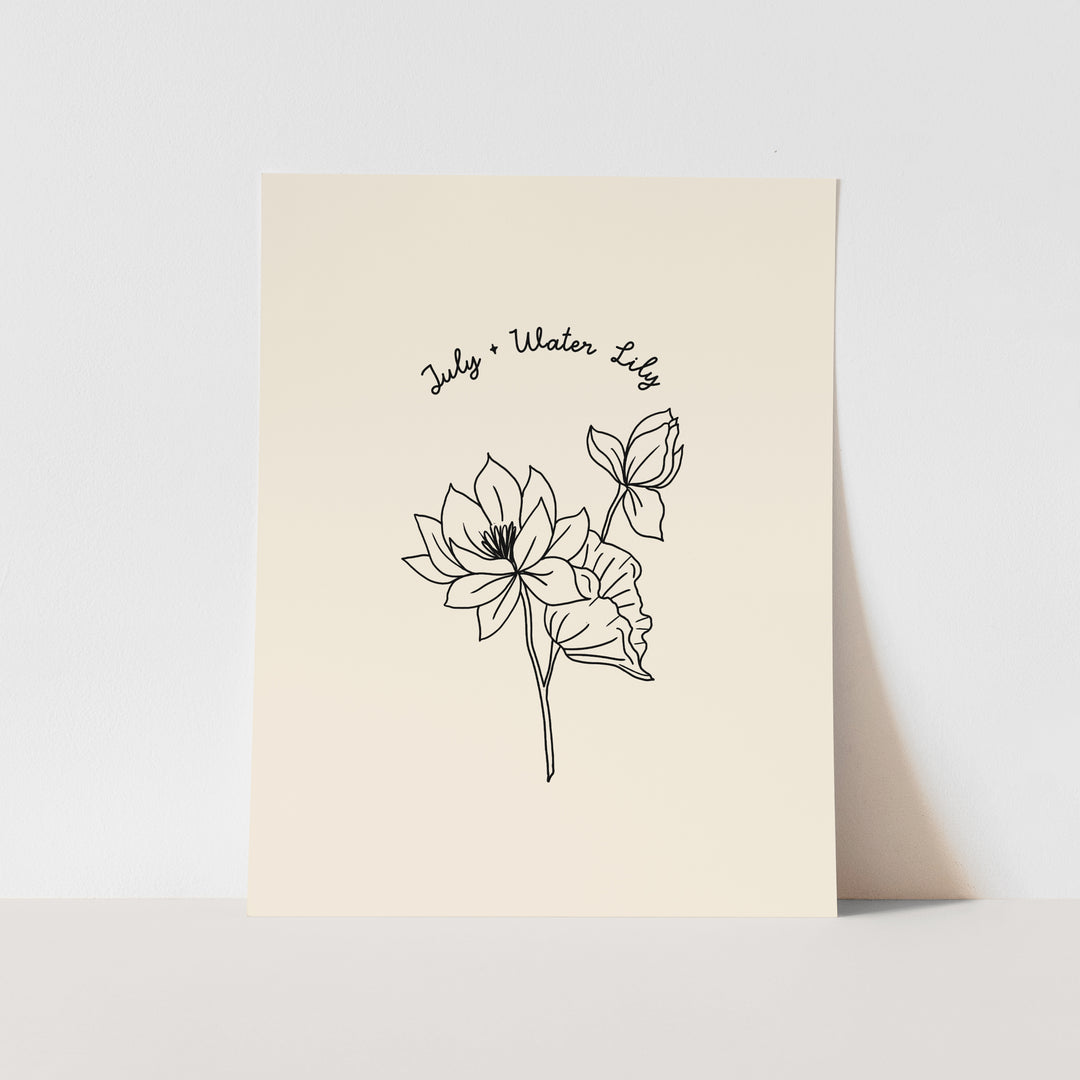 July Birth Month Art Print: Water Lily Flower