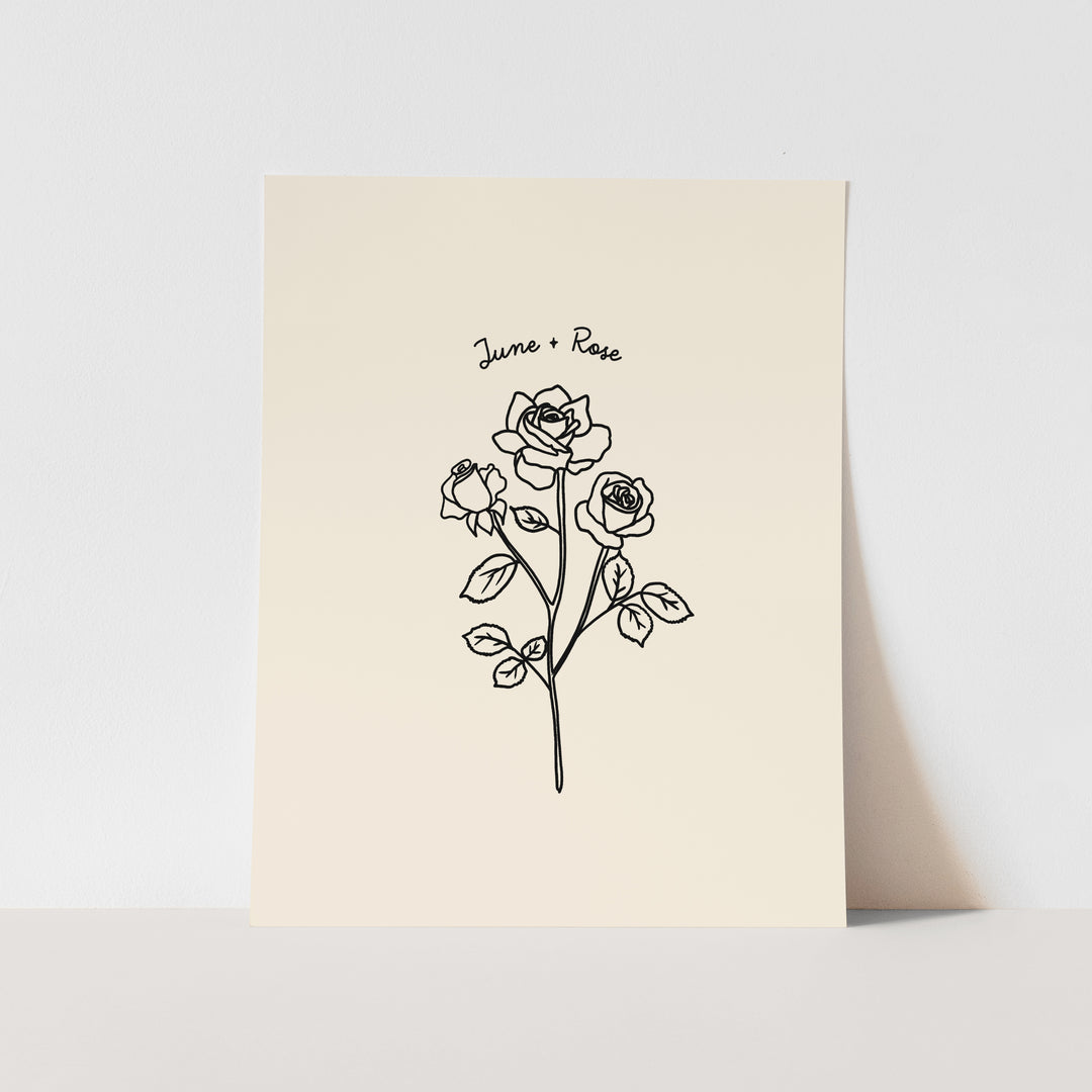 June Birth Month Art Print: Rose Flower