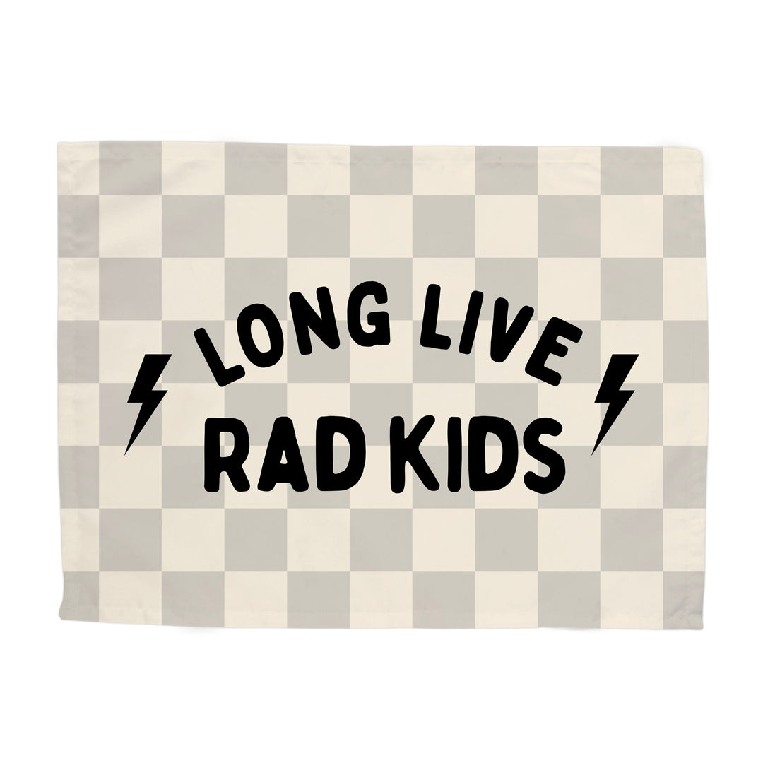 Long Live Rad Kids Banner - Hunny Prints x @jassn2 {Light Grey & Natural Check}