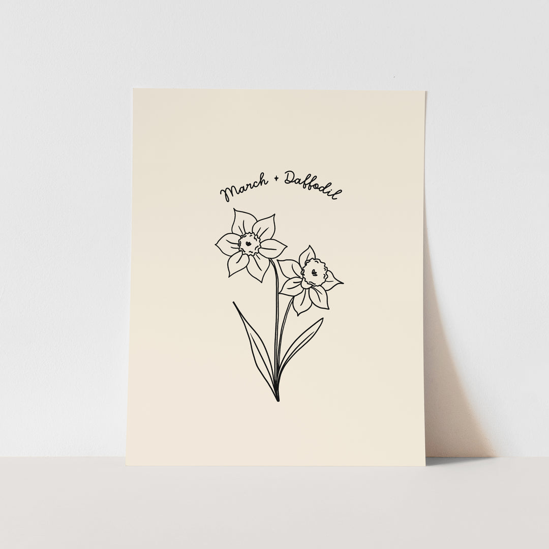 March Birth Month Art Print: Daffodil Flower