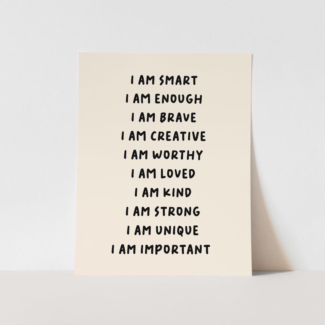 {Natural & Black} Affirmations Art Print