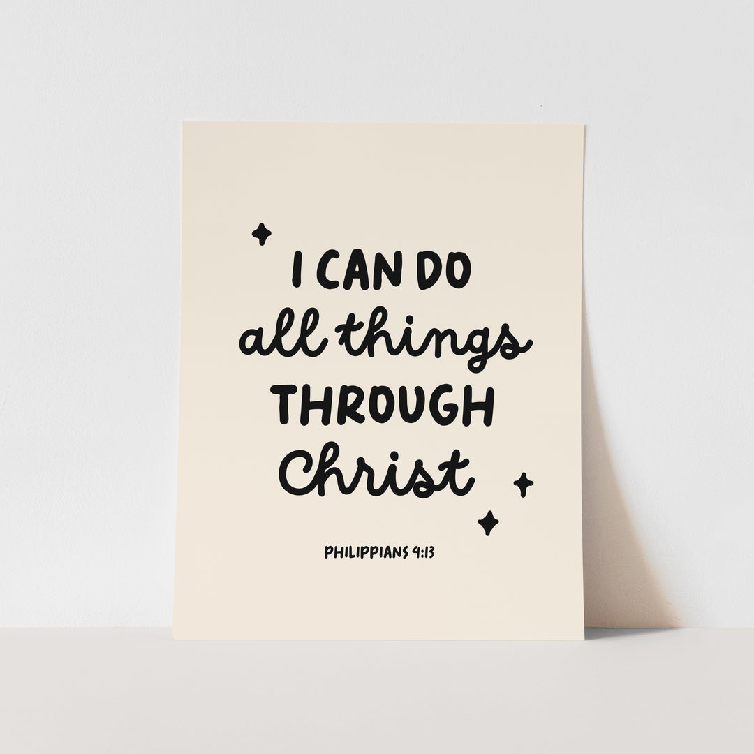 {Natural & Black} I Can Do All Things Through Christ Art Print