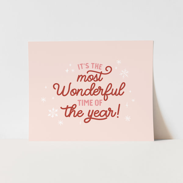 {Pink & Red} It's the Most Wonderful time of the Year Art Print