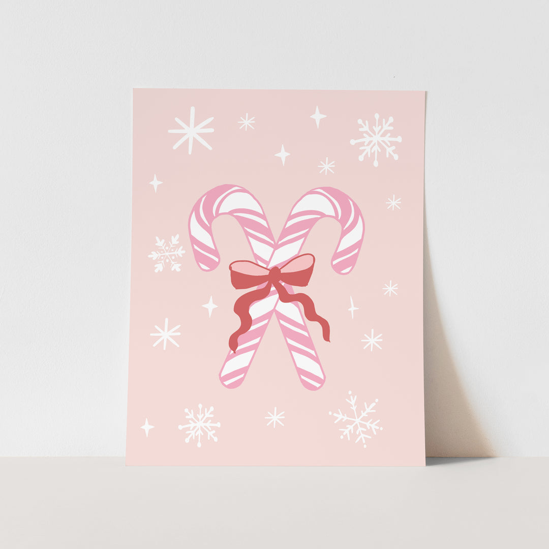 {Pink + Pink} Candy Canes Art Print