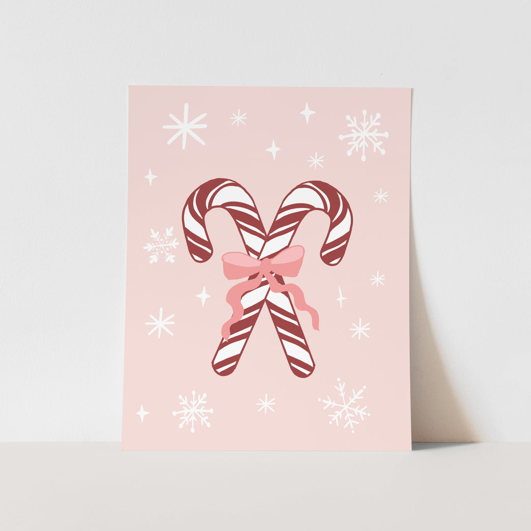 {Red + Pink} Candy Canes Art Print