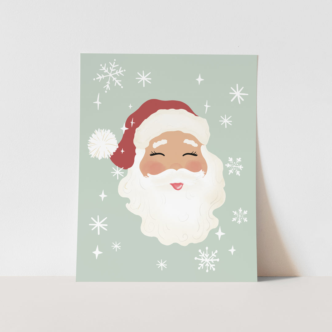 {Blue} Santa Art Print