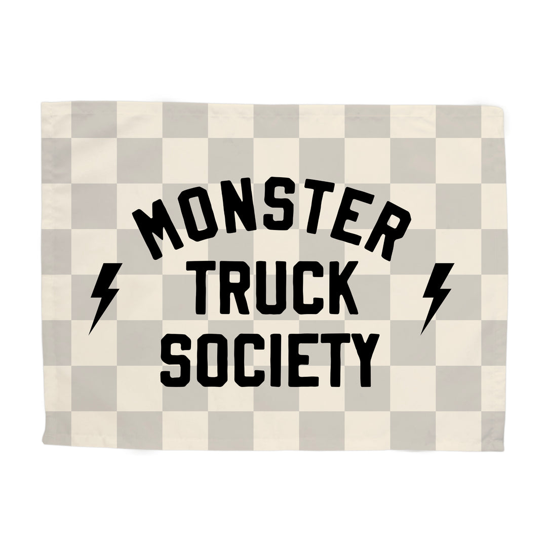 Monster Truck Society Banner - Hunny Prints x @jassn2 {Light Grey & Natural Check}