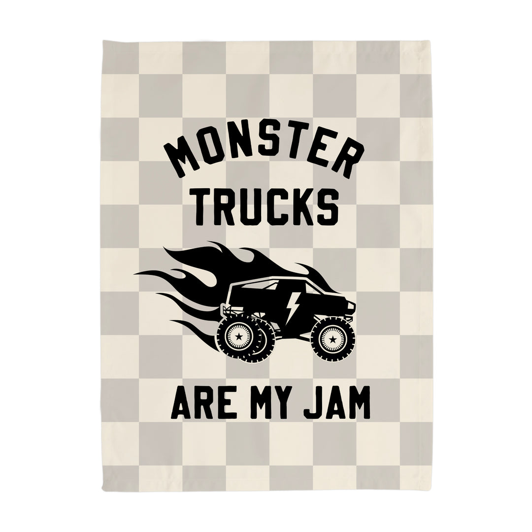 Monster Trucks are my Jam Banner - Hunny Prints x @jassn2 {Light Grey & Natural Check}